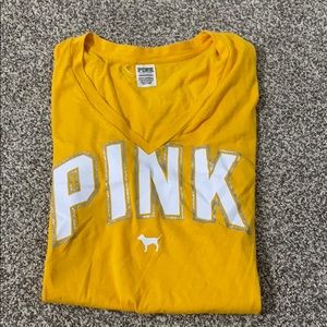PINK yellow v-neck t-shirt